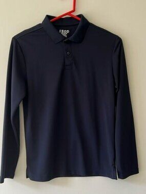 IZOD youth boys size large (14/16) navy blue collared long sleeve shirt.